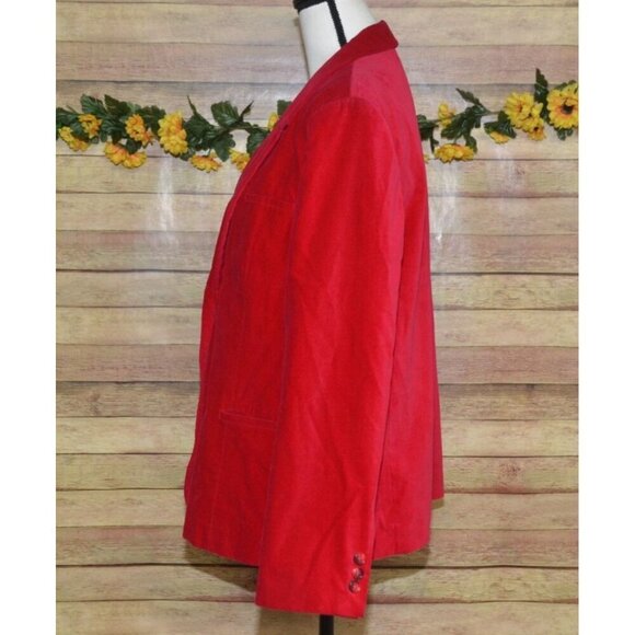 Vintage Womens 20 Red Velvet Double Button Blazer Jacket Holiday Party Christmas - Picture 5 of 10
